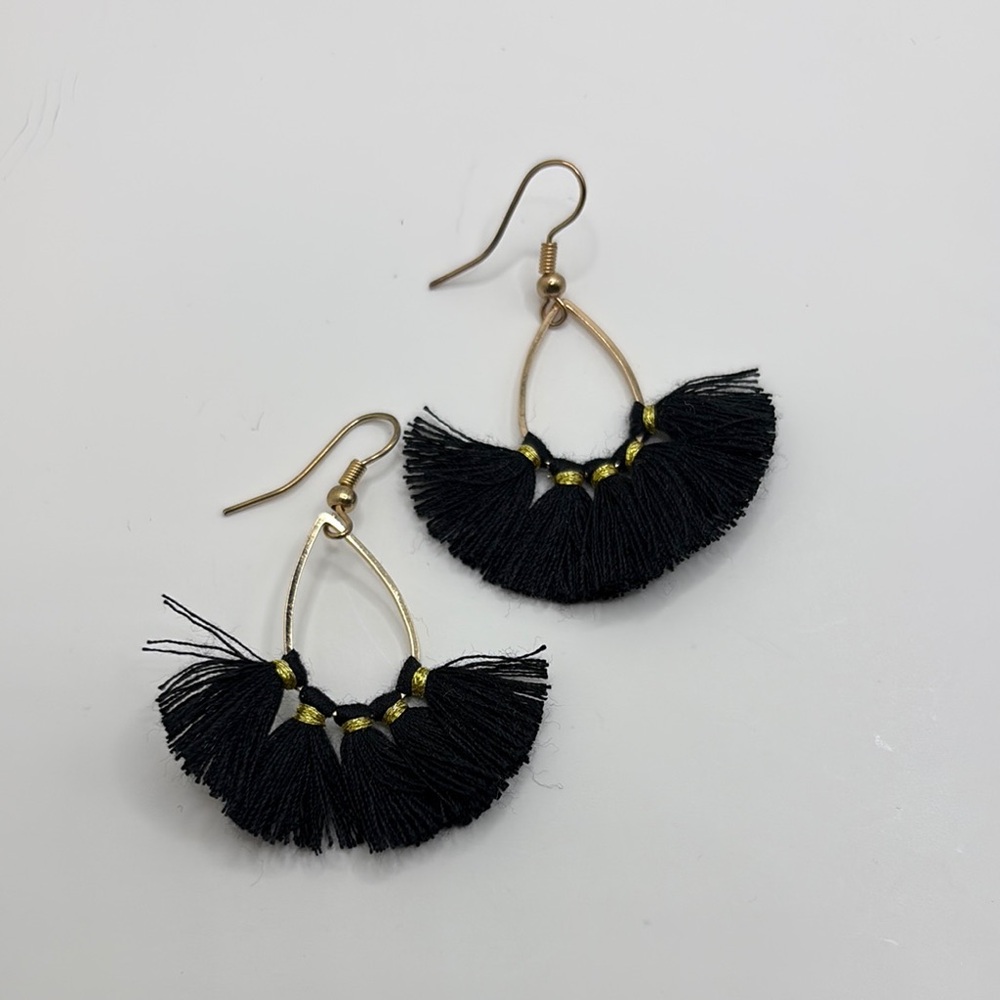Elegant Black Tassel Earrings